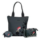 Pack tote, portatodo triple y monedero Pepikusama gris
