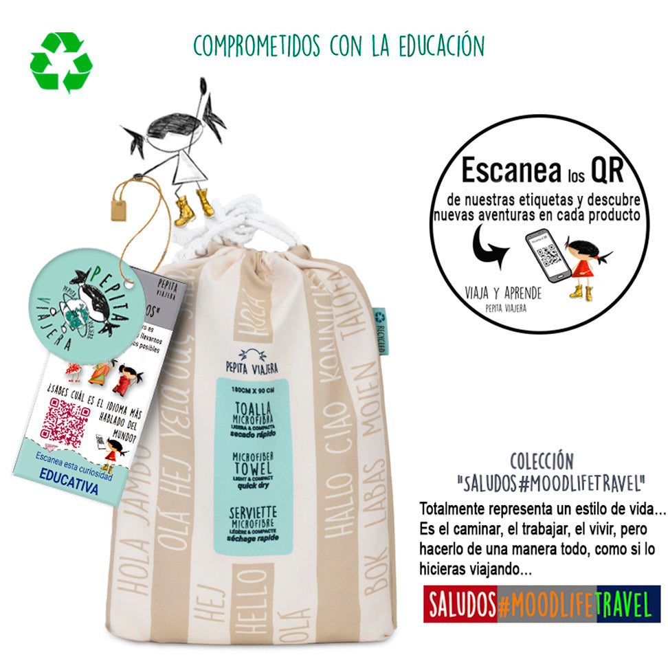 Toalla Saludos del Mundo camel