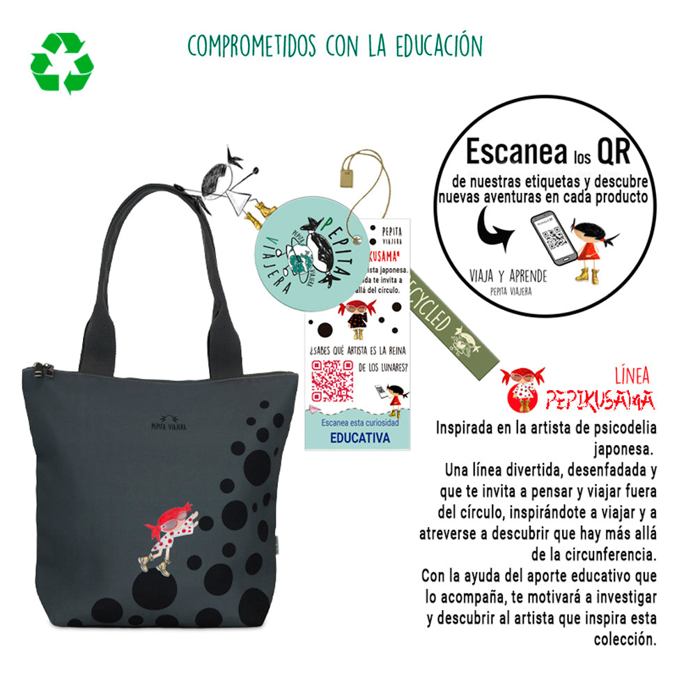 Tote bag Pepikusama gris