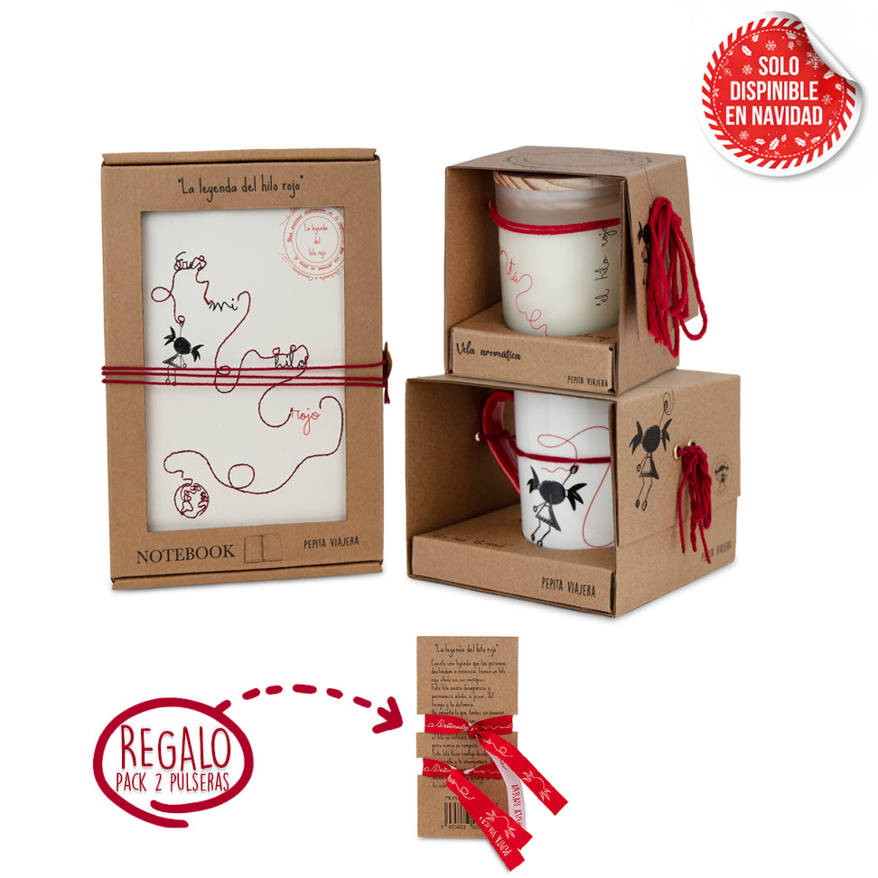 Pack Tsunagari con cuaderno, vela y taza del Hilo Rojo