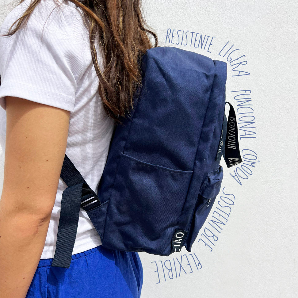 Greetings from the world  blue backpack - English