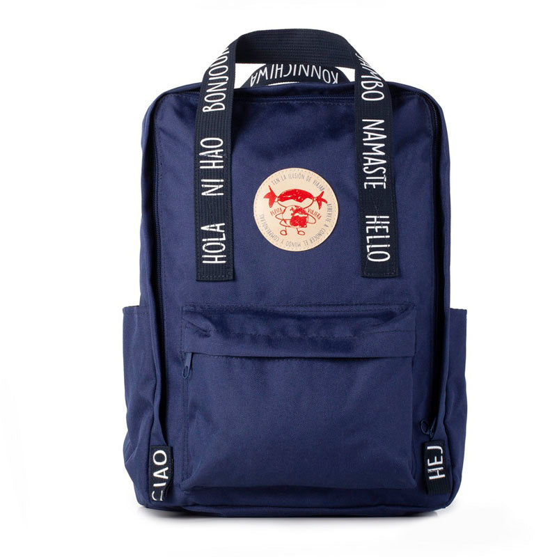 Greetings from the world  blue backpack - English