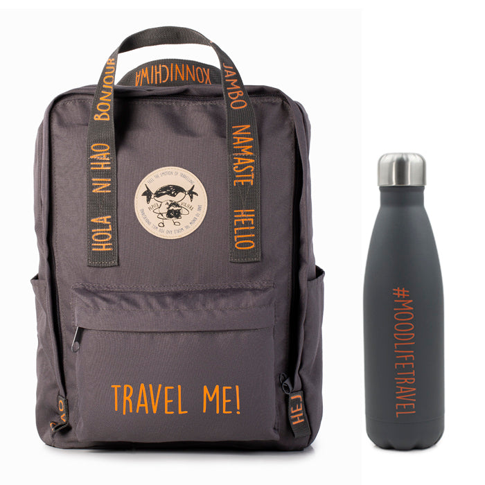 Greetings backpack pack and gray #moodlifetravel bottle