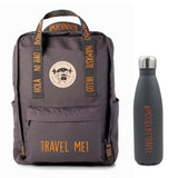 Pack mochila saludos y botella #moodlifetravel gris