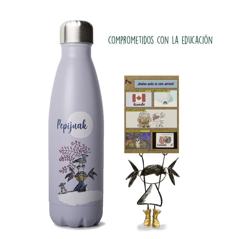 Información educativa que se incluye en la botella térmica de acero inoxidable de la marca Pepita Viajera modelo Pepijuak