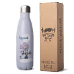 Detalle Packaging para la botella térmica de acero inoxidable de la marca Pepita Viajera modelo Pepijuak