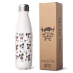 Detalle Packaging para la botella térmica de acero inoxidable de la marca Pepita Viajera modelo Pepitas del Mundo