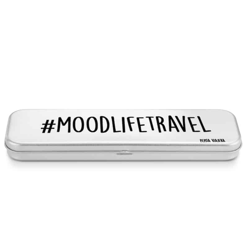 Precioso estuche metálico portatodo de la marca Pepita Viajera modelo #moodlifetravel