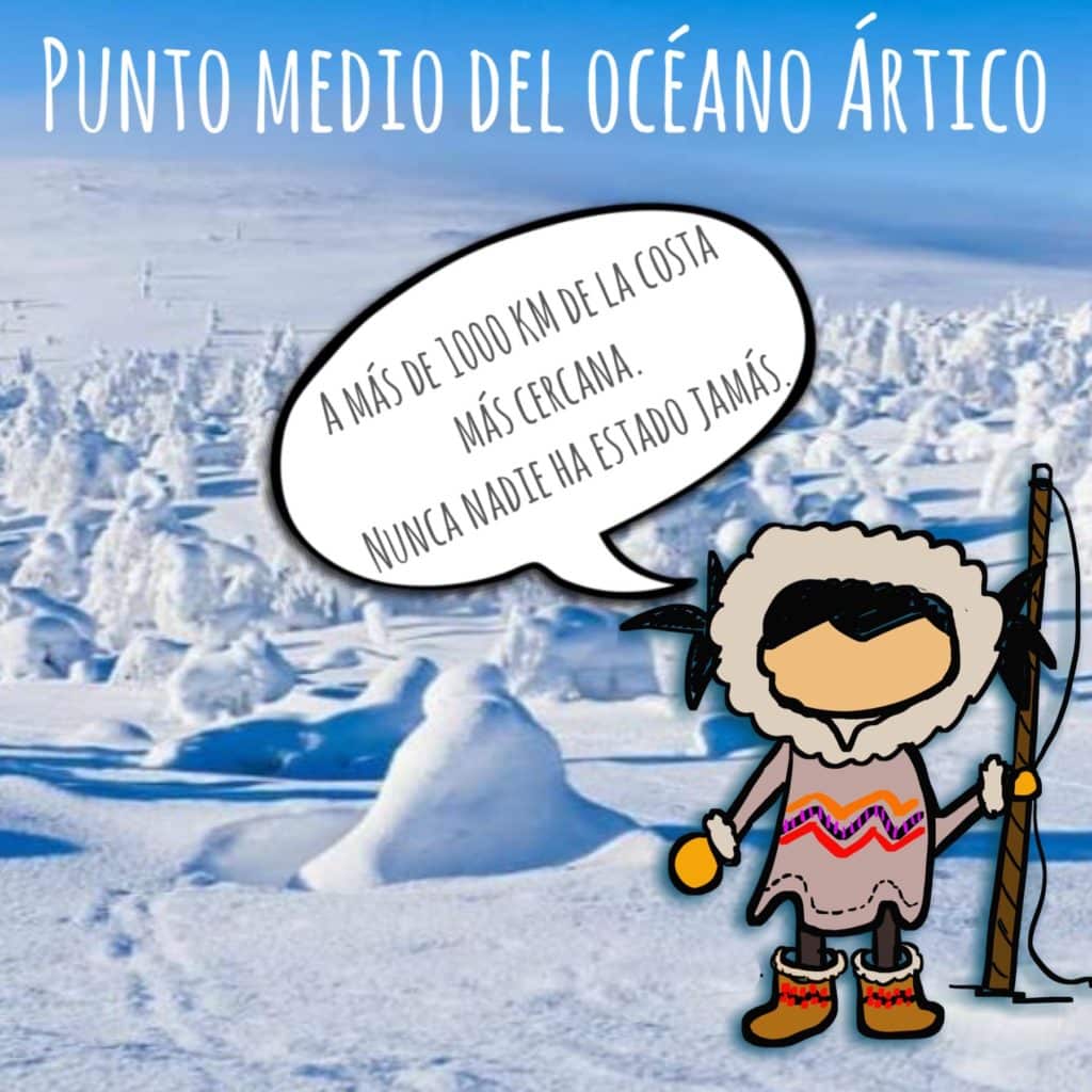 Se ve a Pepita Viajera con traje de esquimal en un paisaje helado
