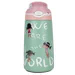 Detalle frontal botella infantil termica colección saludos del mundo marca Pepita Viajera, viajar, regalo