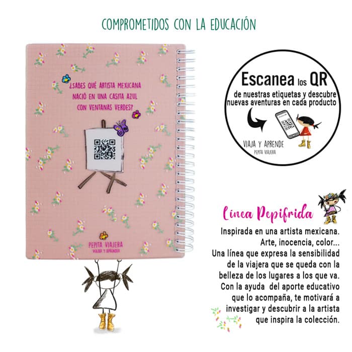 Información educativa libreta translúcida a5 colección pepifrida de la marca Pepita Viajera