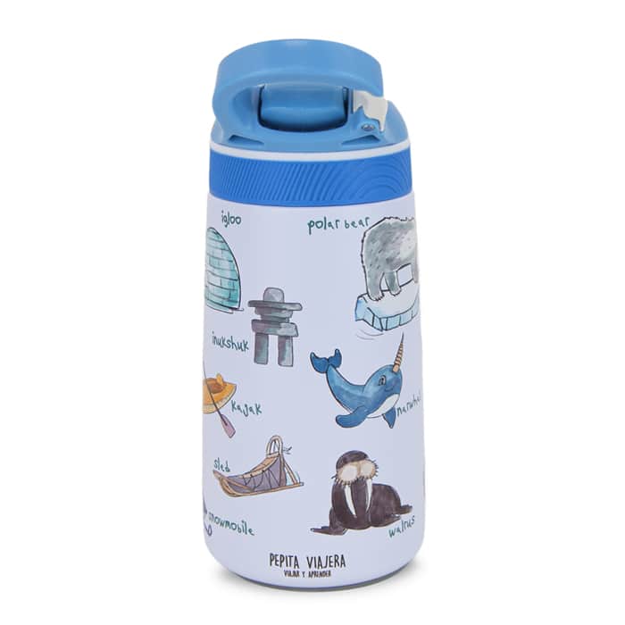 Detalle trasero botella infantil termica colección Ártico, marca Pepita Viajera.